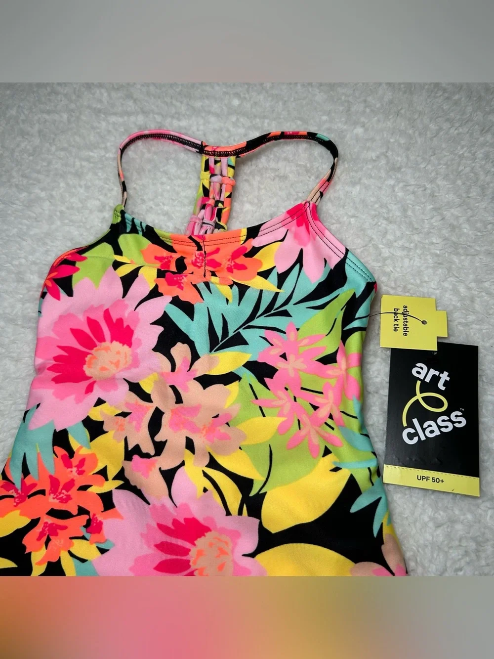 Art Class Girls Sunrise Blooms Floral Print One Piece Swimsuit XS NEW